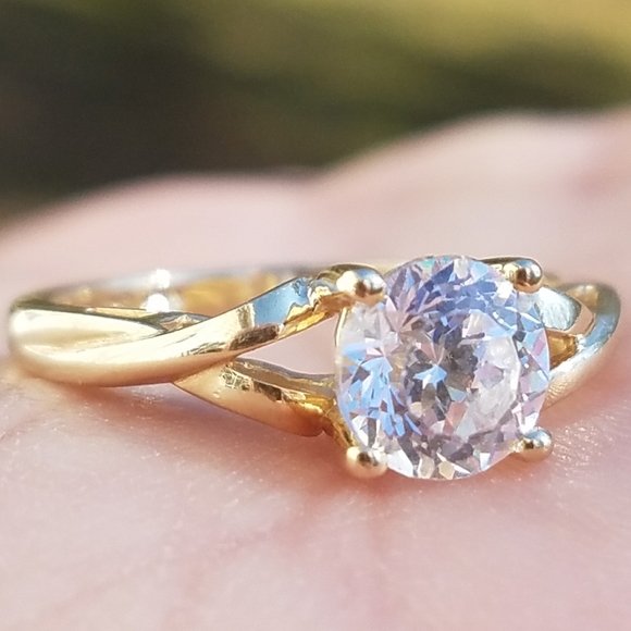 Jewelry - 14k Solid Yellow Gold Diamonique Engagement Ring